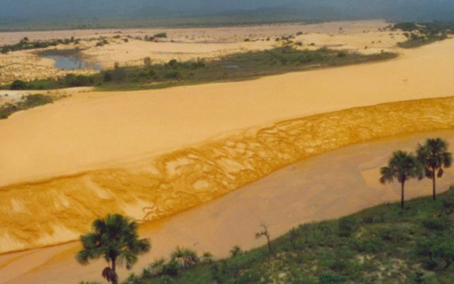 The Jalapão Dunes, a stunning panorama that harmoniously melds lush green vegetation with pristine lakes.