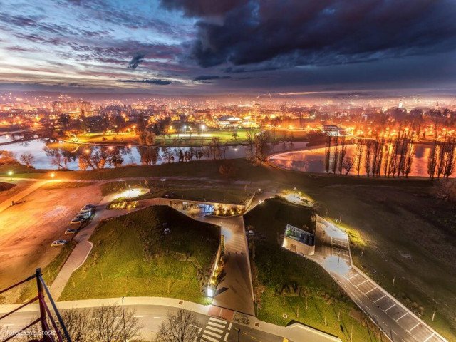 Aquatika at night from the air