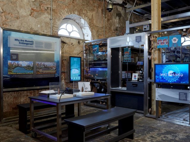 Demonstration Mussel Hatchery and Exhibit. Adaptively reusing the landmark site for groundbreaking freshwater mussel research and public education (Photo by GreenTreks, Courtesy of Habithèque Inc.)