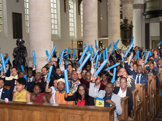 Graduation Day of IHE Delft students, Oude Kerk in Delft, 2018