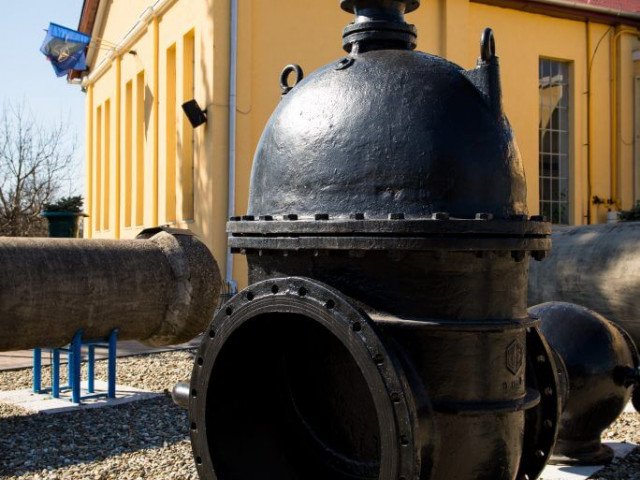 Huge drinking water intake main valve located in the outdoor section, SOMES Water Company, 2014