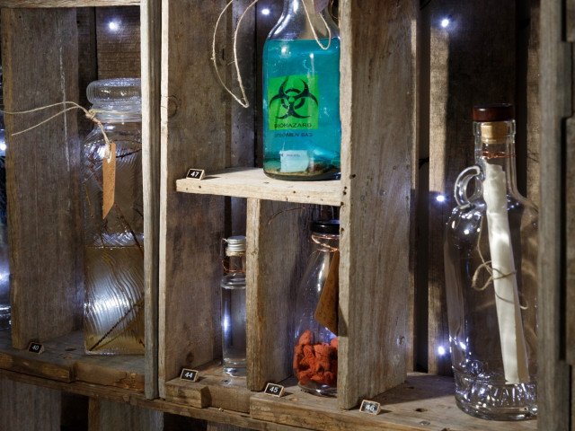 Installation at Mooroopna Education and Activity Centre, Bottles detail