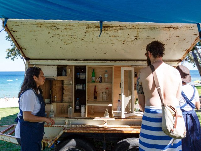Collecting donations across Western Australia in the Museum of Water trailer, 2017